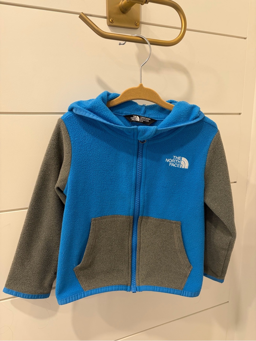 The North Face Toddler Blue & Gray Hooded Fleece Zip Jacket